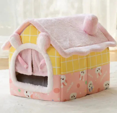 Foldable Dog House Pet Cat Bed Winter Dog Villa Sleep Kennel Removable Nest Warm Enclosed Cave Sofa Pets Supplies - Bellarte Enchanté Foldable Dog House Pet Cat Bed Winter Dog Villa Sleep Kennel Removable Nest Warm Enclosed Cave Sofa Pets Supplies